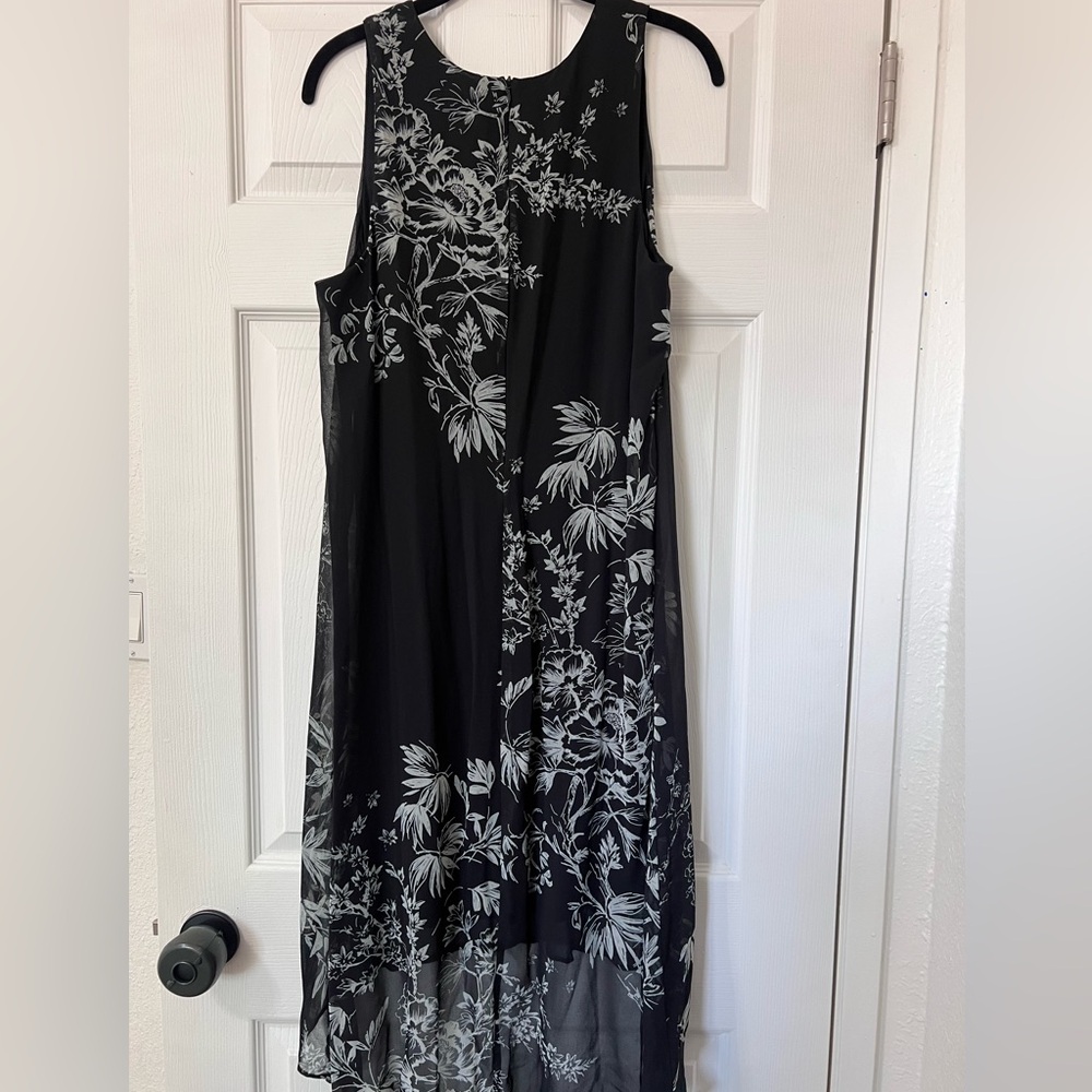 Karen Kane Hi Lo Chiffon Sleeveless V-Neck Black Dress - Picture 11 of 13